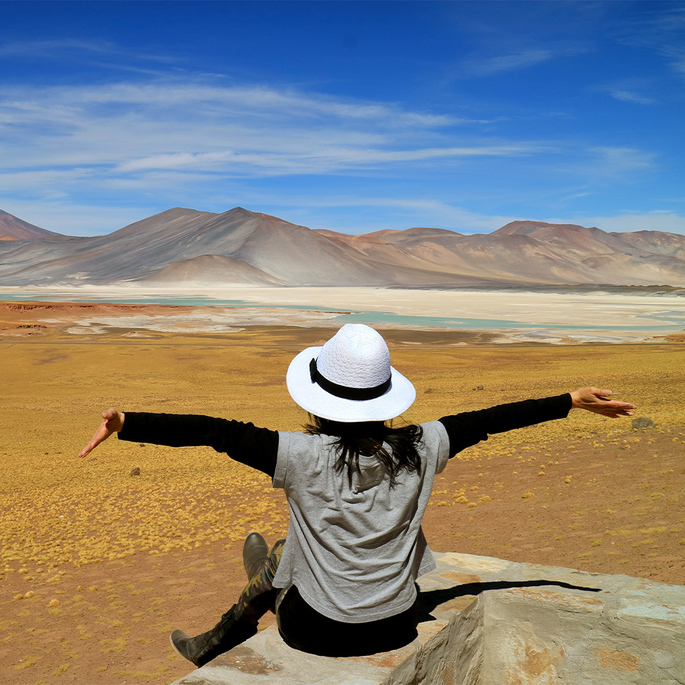Happy woman exploring