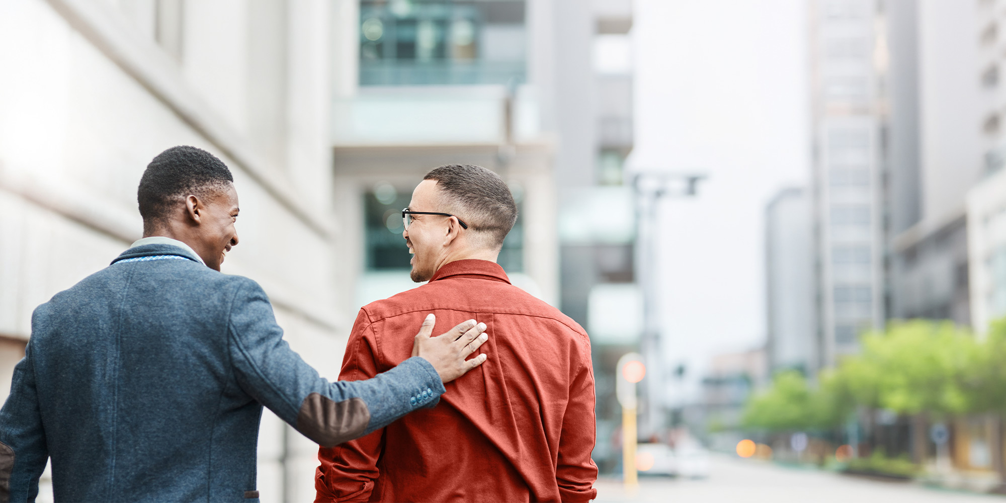 Two men walking together