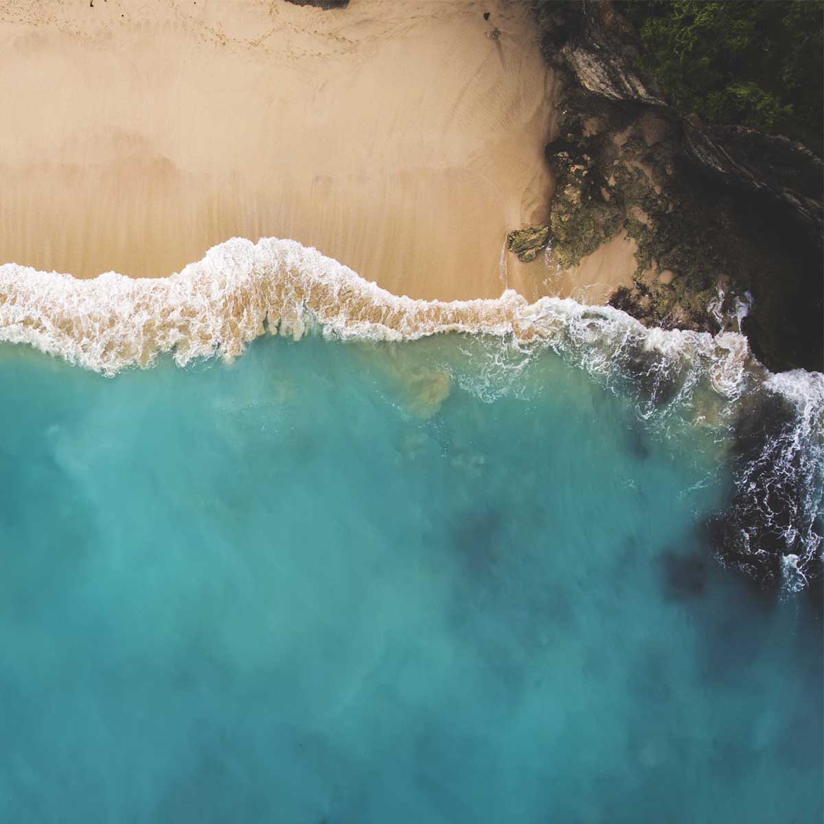 Top view aerial photo of an amazingly beautiful sea landscape with turquoise water