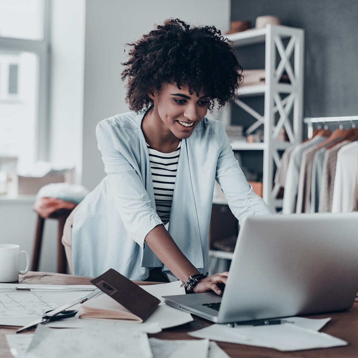 woman working on a laptop
