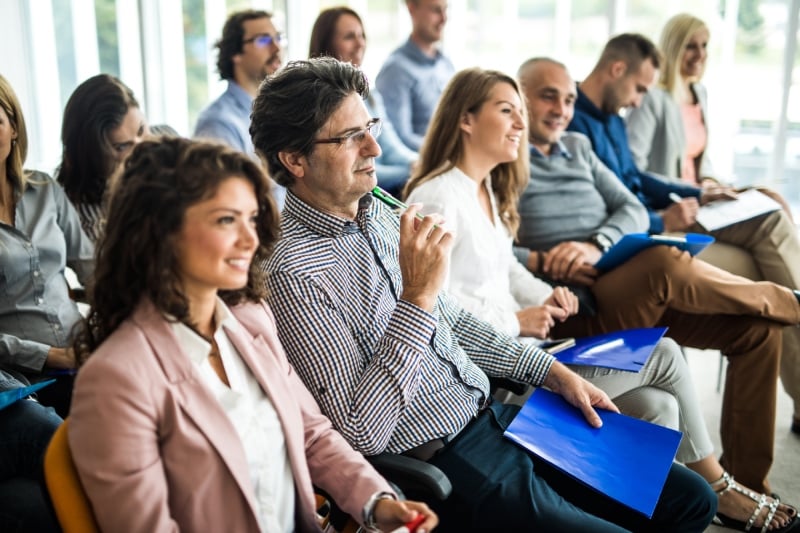 Business group in training session