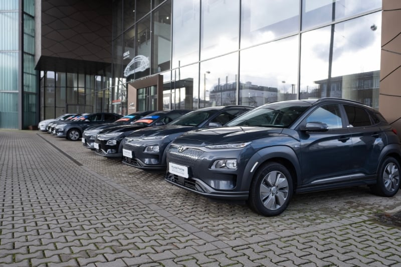 Cars lined up at dealership