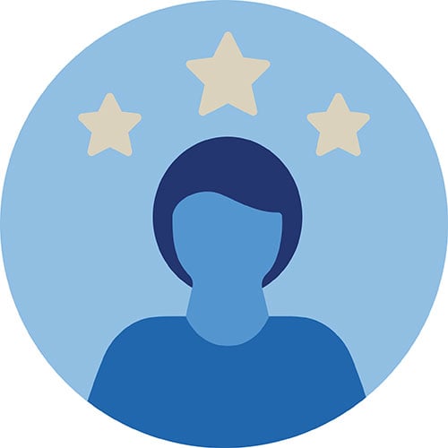 Person with 3 stars
