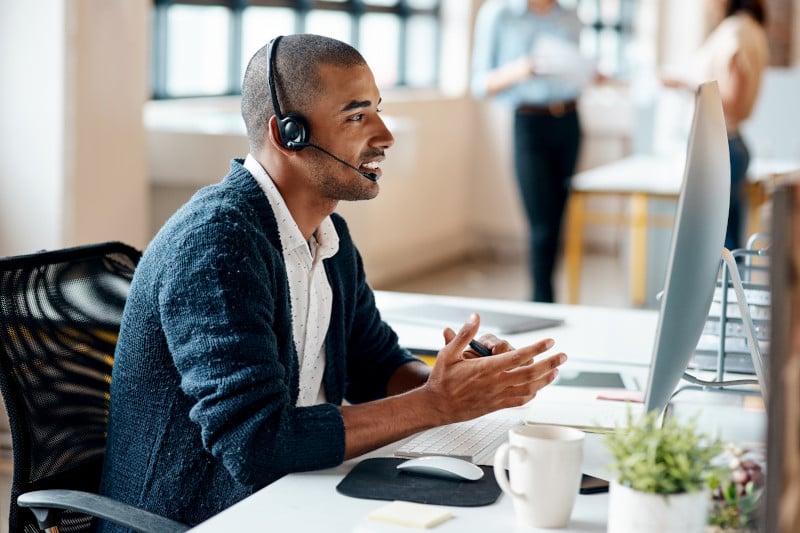 customer service man speaking on headset