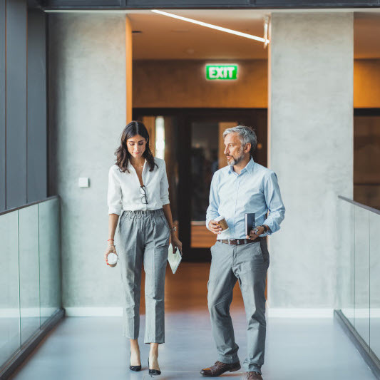 Workers walking