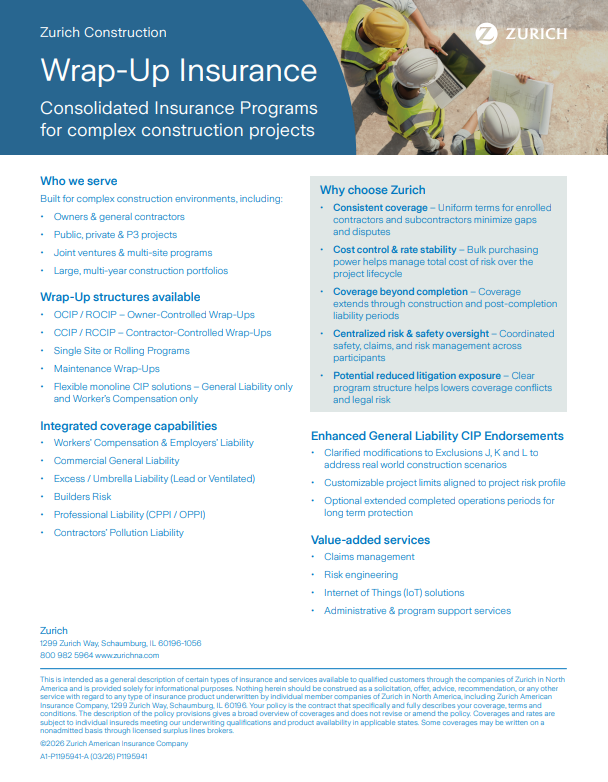 construction wrap up insurance