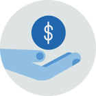 Hand with dollar symbol