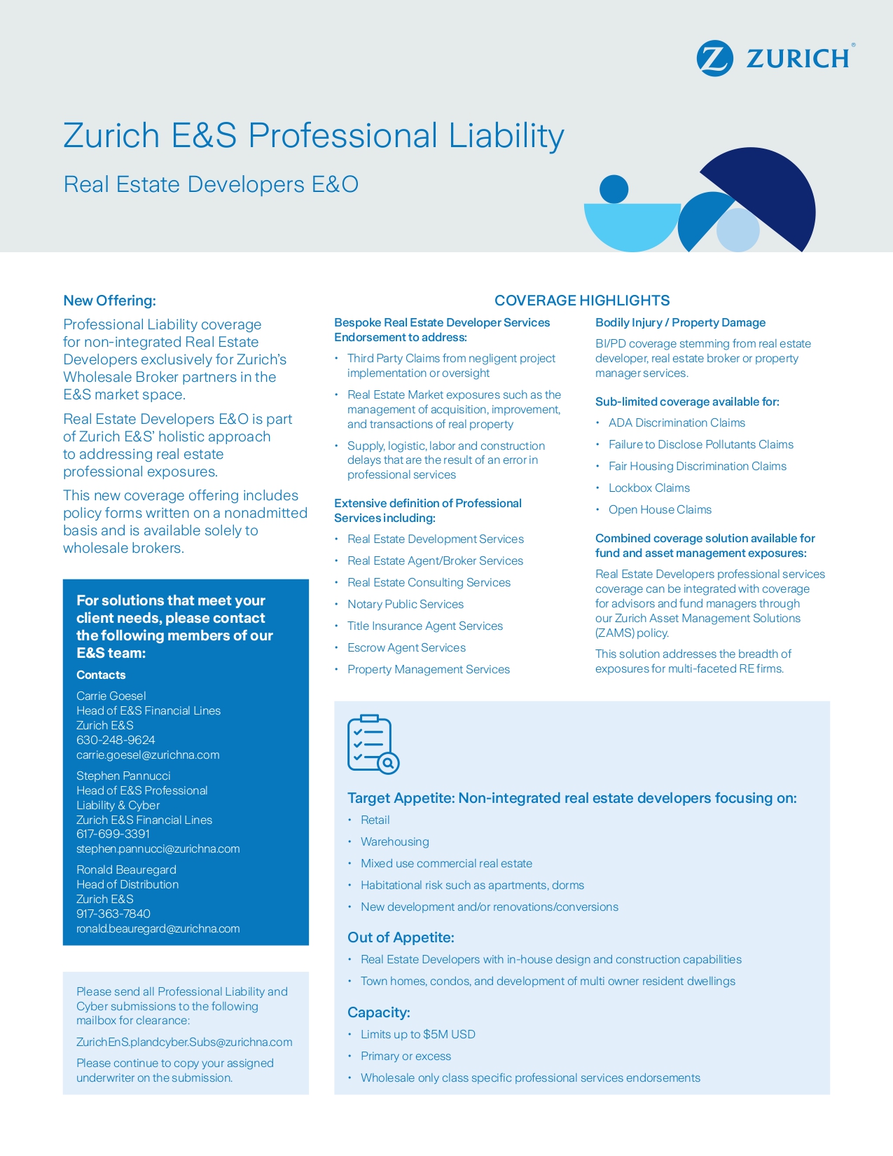 Zurich E&S PLC RE Developers E&O Fact Sheet