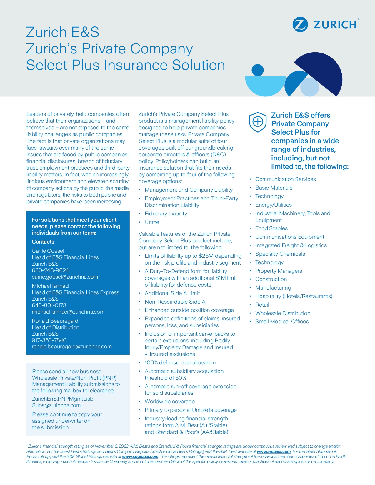 Zurich E&S Private Co D&O Fact Sheet