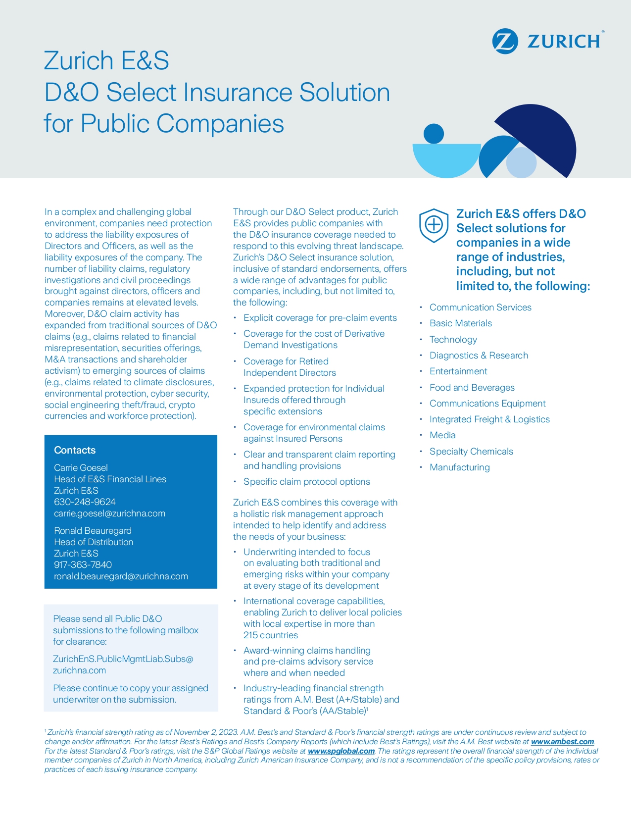 Zurich E&S Public D&O Fact Sheet