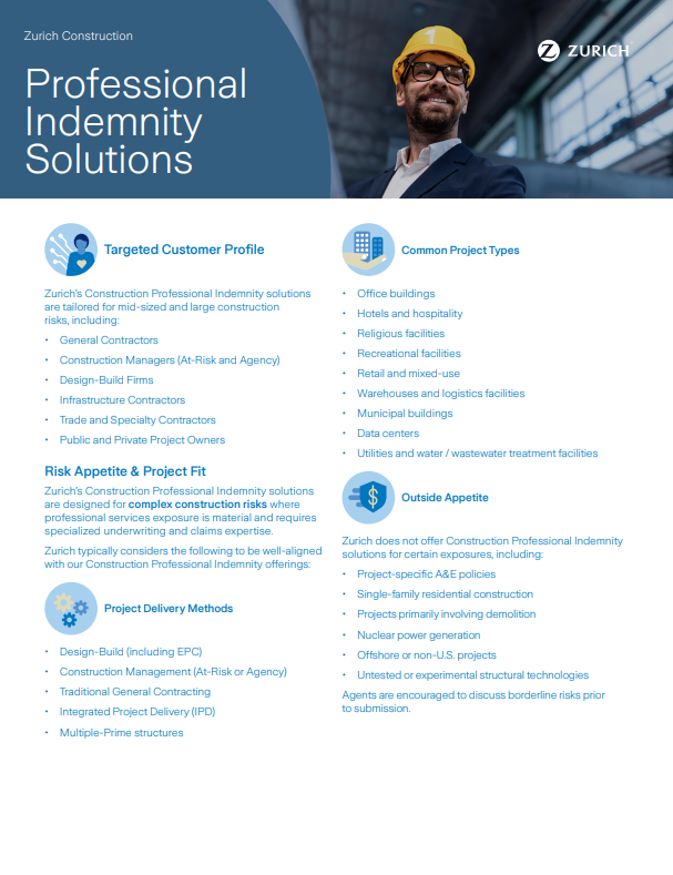 Zurich Construction Professional Indemnity Solutions
