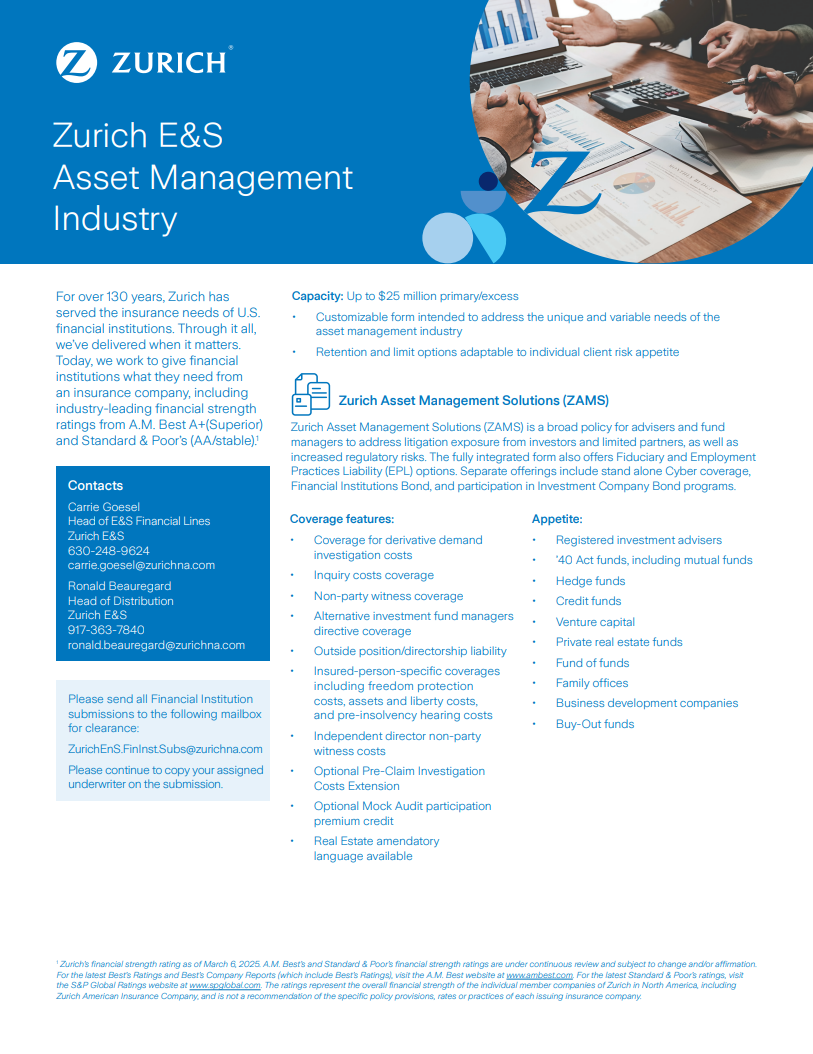 Zurich E&S Asset Management Industry