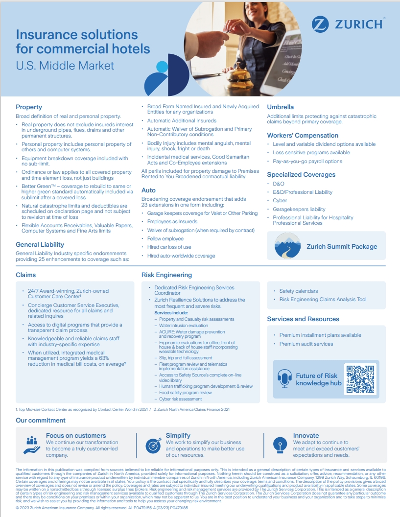 Insurance solutions for commercial hotels