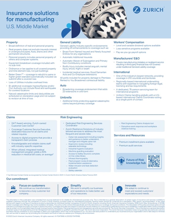 Manufacturing Insurance | Zurich Insurance