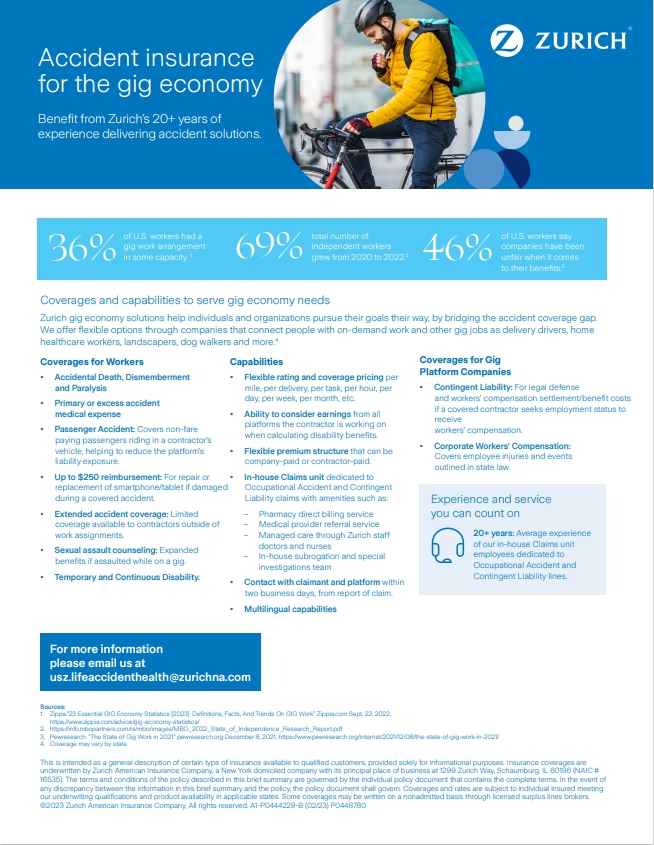 Accident insurance for the gig economy