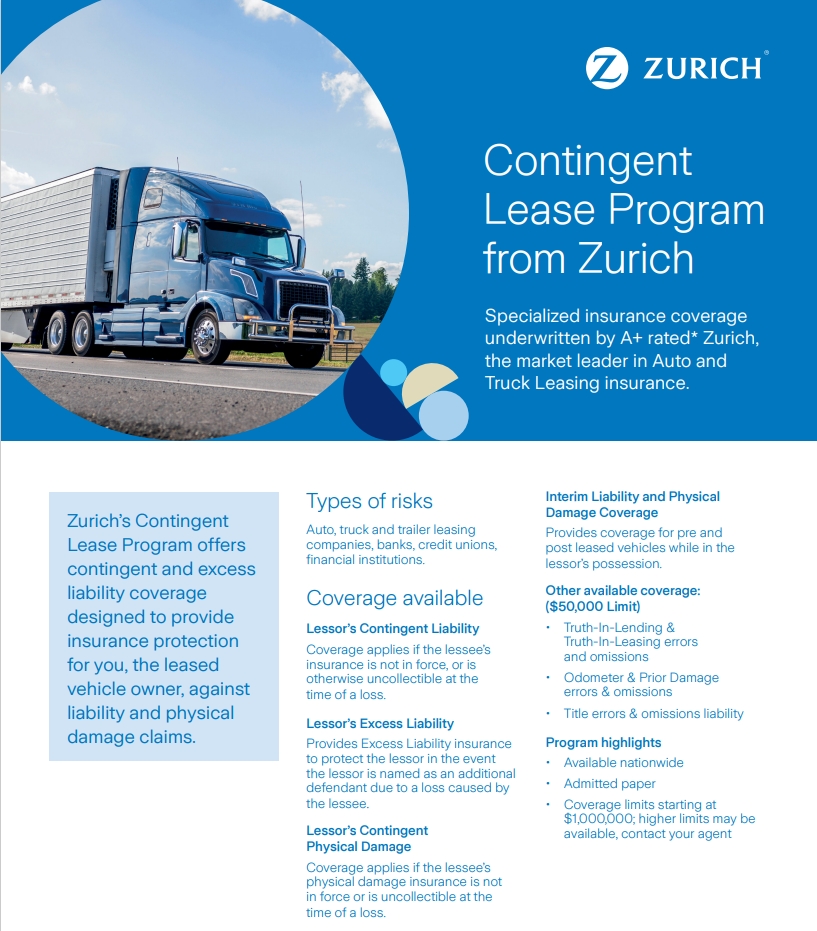 Auto Rental contingent lease program brochure