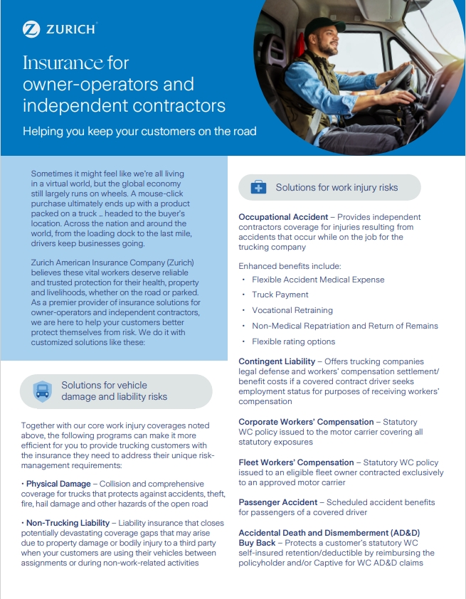 Insurance for owner-operators and independent contractors