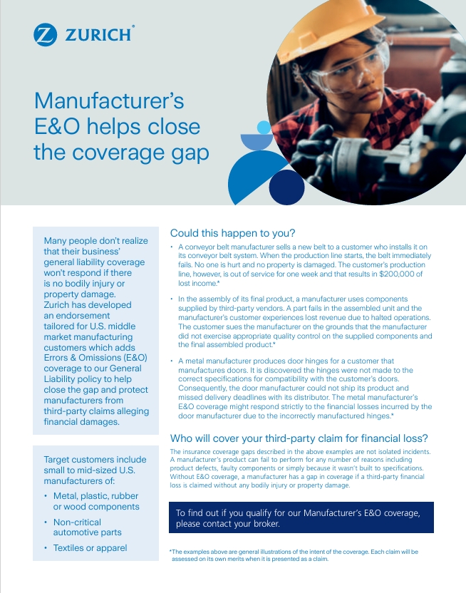 Manufacturers EO helps close the coverage gap