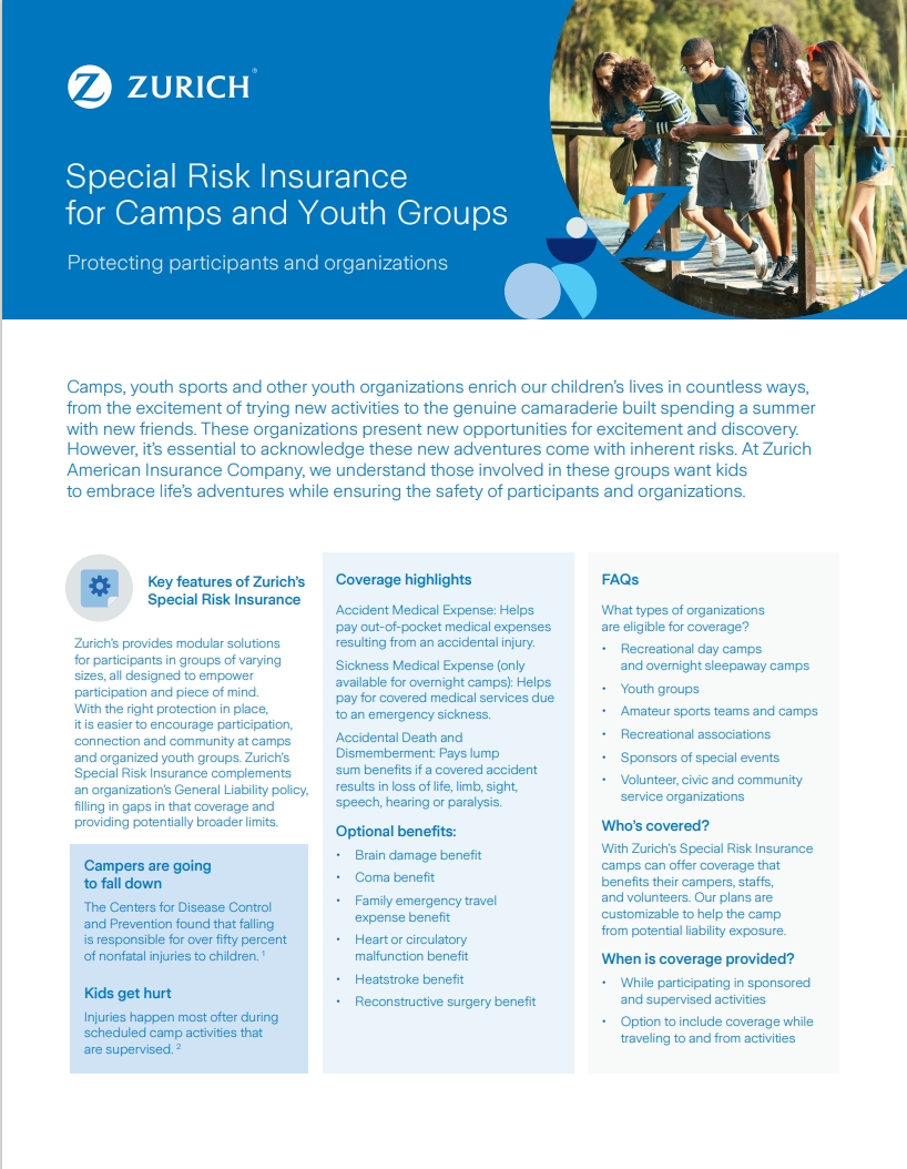Special Risk Insurance for Camps and Youth Groups