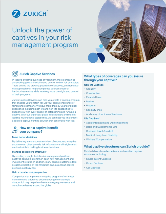 Zurich Captive Services fact sheet