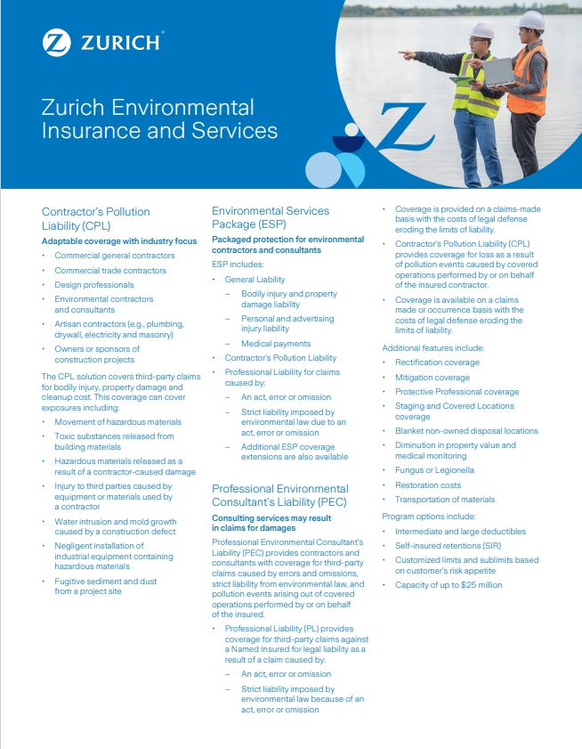  Zurich Environmental Insurance and Services