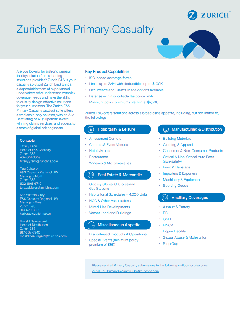 zurich-es-primary-casualty-fact-sheet