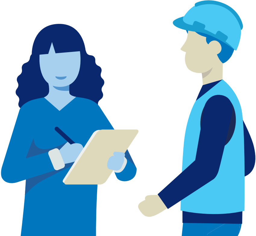 Illustration of a supervisor and worker discussing a project