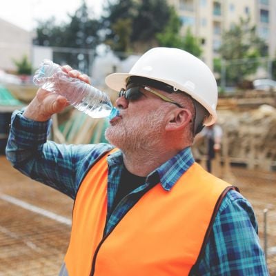 man drinking water