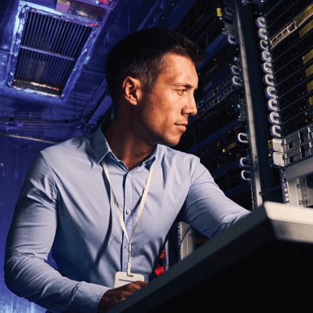 man-working-data-center