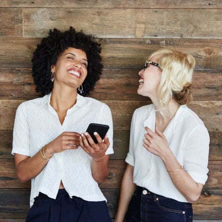 Two women talking