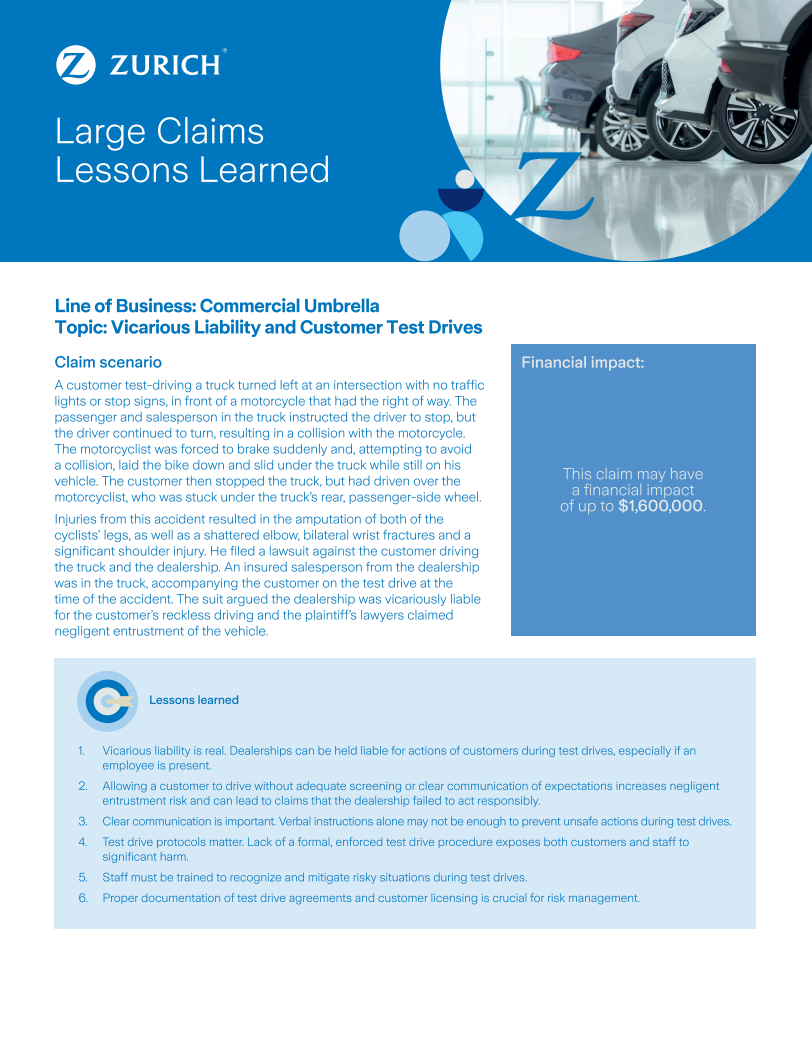 Vicarious Liability and Customer Test Drives