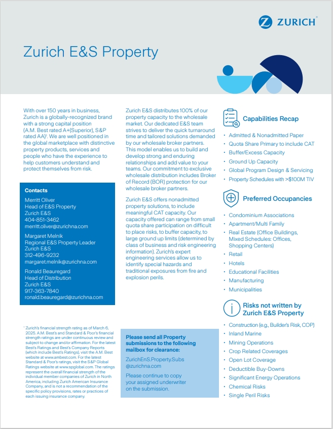 Zurich es property fact sheet