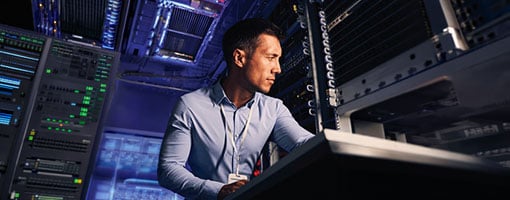 man-working-data-center