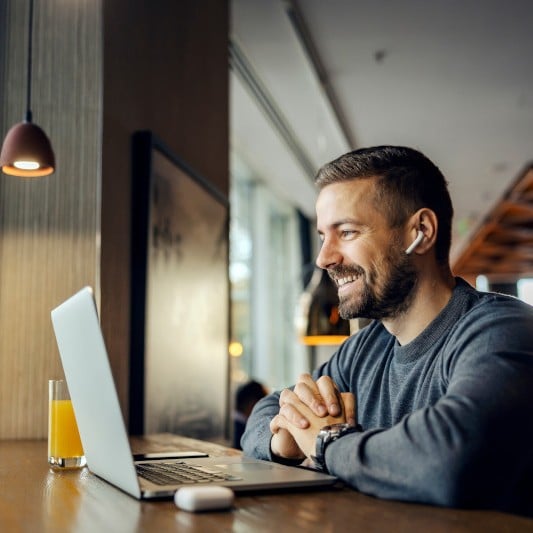 person looking at a laptop
