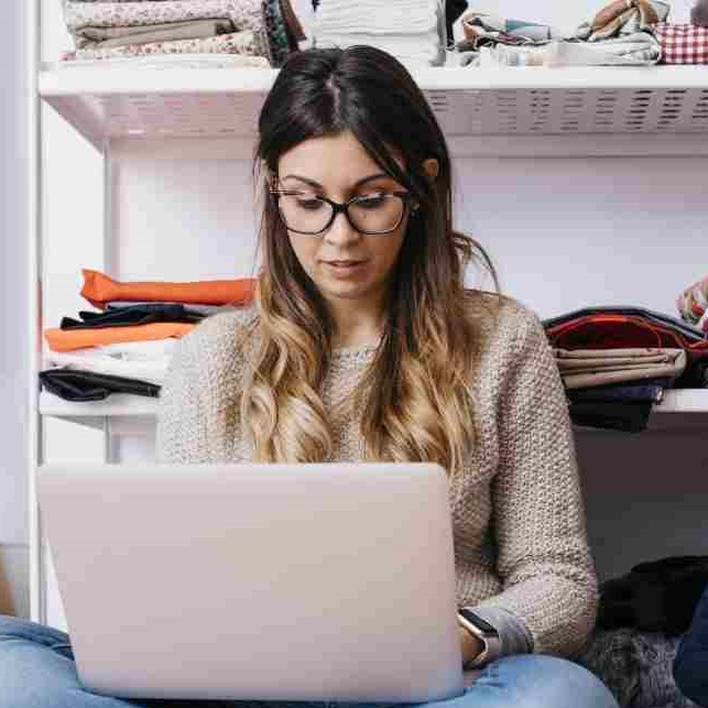 woman working on laptop