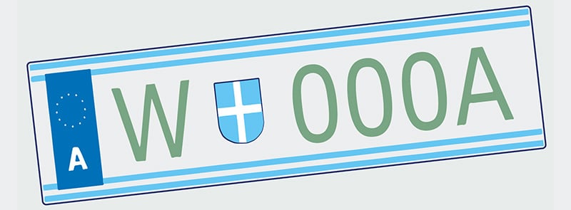 Beispielhafte Darstellung eines Kennzeichens für Elektroautos | Auto-Versicherung