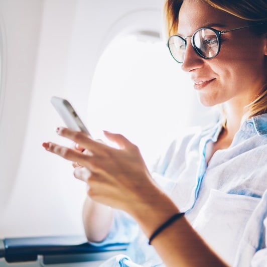 woman reading from the mobile