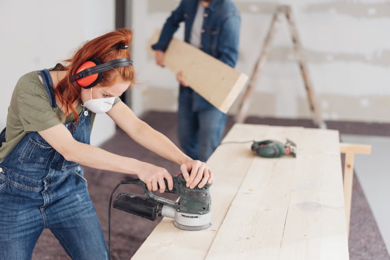 Woman working with wood