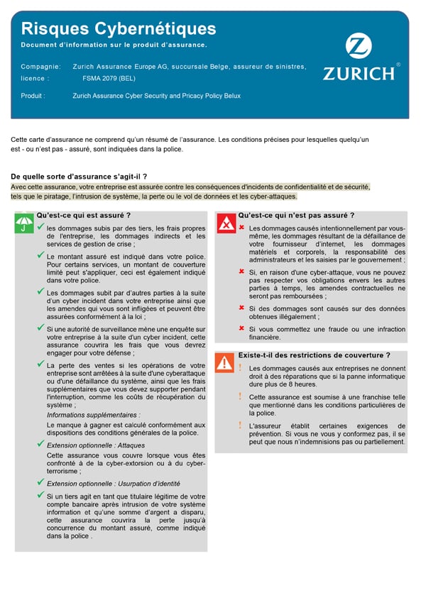 Assurance Cyber, BE