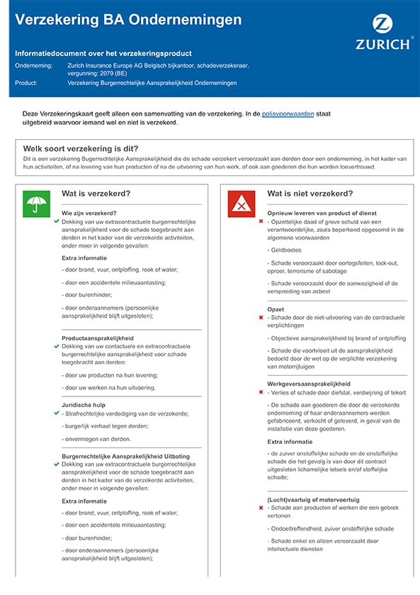 Verzekering BA Ondernemingen