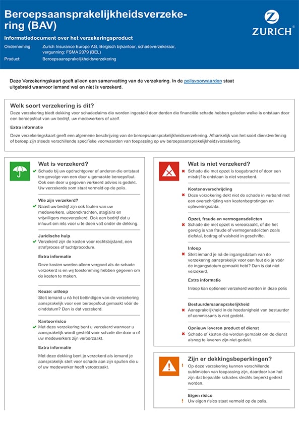 Beroepsaansprakelijkheidsverzekering (BAV)