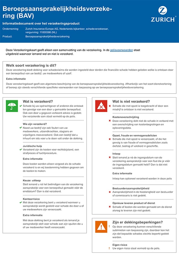Beroepsaansprakelijkheidsverzekering (BAV)