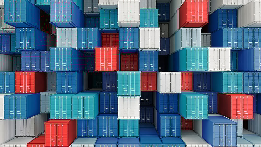 Container boxes in shipping port