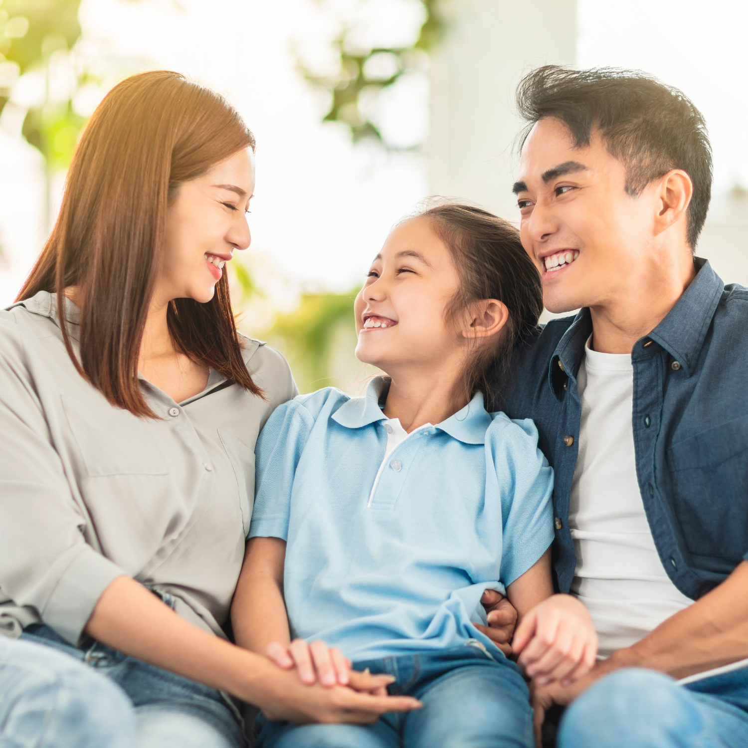 A family laughing together