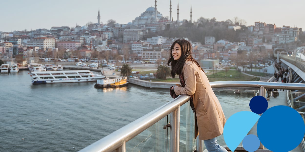 a girl is watching the river view