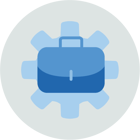 Illustration of a briefcase with a gear as background