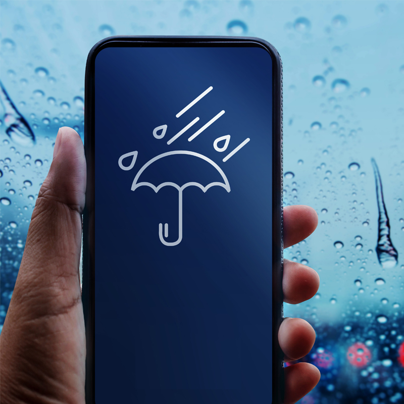 Raining scene on a phone