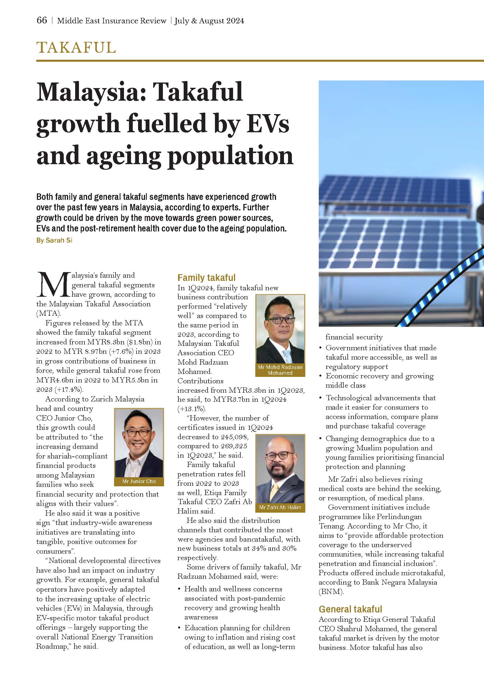 Malaysia Takaful growth fuelled by EVs and ageing population JulyAug MEIRPage1