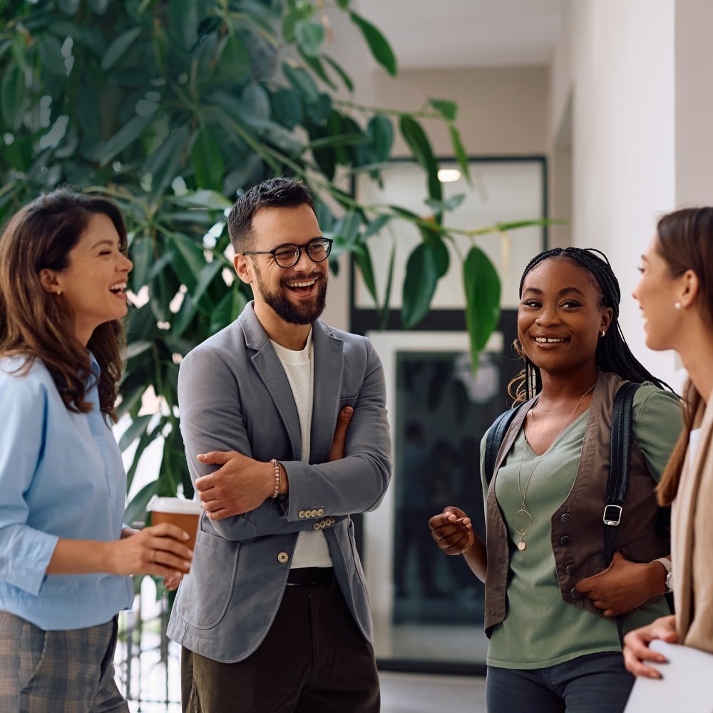 Group talking at workplace