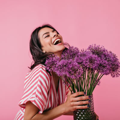 girl holding flowers